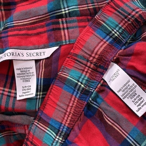 VS VICTORIA’S SECRET Red Plaid Pajamas Set Holiday Christmas Cozy Size Small - Picture 9 of 9